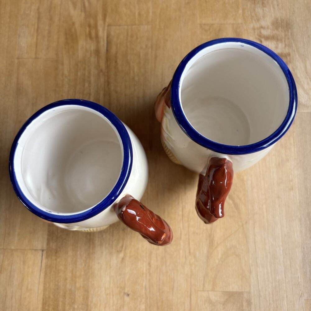 3D Sea Horse Mug Cups Set Of 2 Ocean Theme Retro Mexican coffee Boho Beach Vibe - Picture 8 of 12